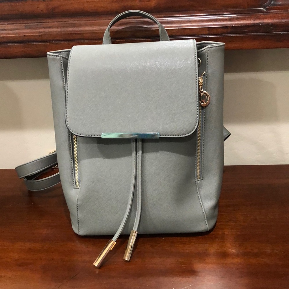 Wink Kangaroo backpack shoulder bag purse faux leather gray